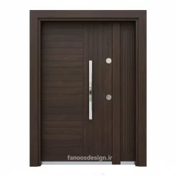 درب ورودی مدرن مدل وودلین | ترکیب چوب و فلز با طراحی مینیمال کد 30398