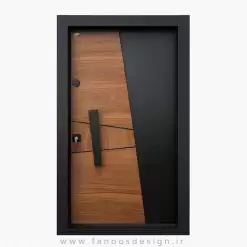 درب ضد سرقت مدرن ترکیب چوب و فلز مشکی