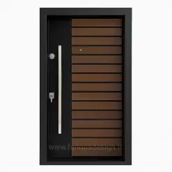 درب ضد سرقت چوب و فلز | خرید درب ضد سرقت مشکی قهوه‌ای لوکس از فانوس دیزاین