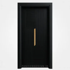 درب مشکی مدرن با طرح برجسته و نوار طلایی | طراحی خاص و لاکچری برای فضاهای لوکس