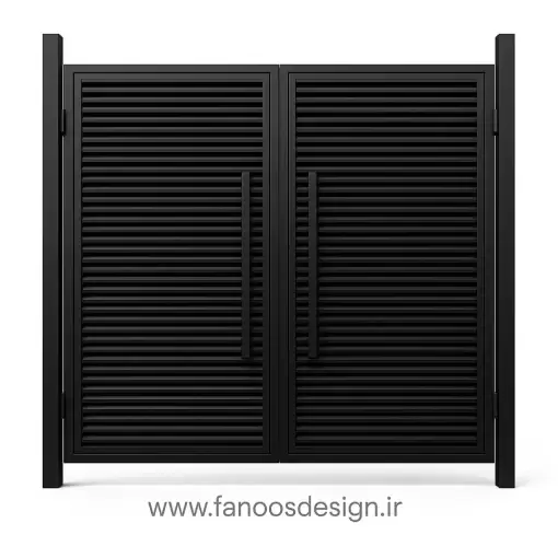 درب حیاط فلزی مدرن مشکی طرح کرکره‌ای - کد 30181