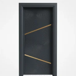 درب طوسی تیره مدرن با نوار طلایی | طراحی خاص و لوکس با طرح دایره‌ای CNC