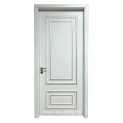 درب داخلی سفید طراحی مدرن با خطوط برجسته کد 30301