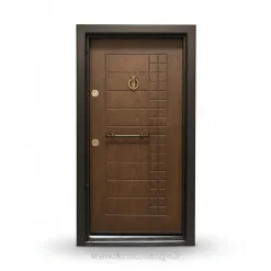 درب ضد سرقت مدرن مدل هندسی با دستگیره فلزی و کوبه دایره‌ای کد 30412