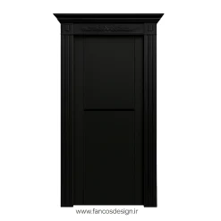 درب MDF خاکستری مدرن با شیار مشکی افقی کد 30289