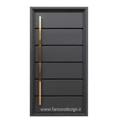 درب حیاط مدرن طوسی با دستگیره طلایی | تکلنگه مینیمال - کد 30185