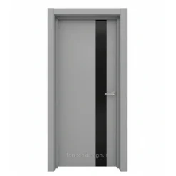 درب طوسی مدرن با نوار شیشه‌ای مشکی | مدل داخلی لوکس فانوس دیزاین کد 30517