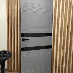 درب مدرن طوسی با نوار شیشه مشکی کد 30661 27 درب مدرن طوسی با نوار شیشه مشکی کد 30661
