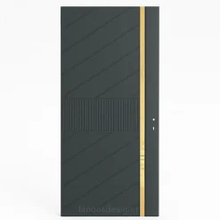 درب مدرن طوسی با نوار طلایی | درب لوکس طراحی خاص از فانوس دیزاین