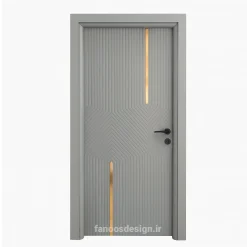 درب مدرن طوسی با شیشه طلایی مدل هندسی کد 30509