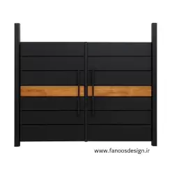 درب فلزی مدرن حیاط ترکیب چوب و فلز - کد 30179