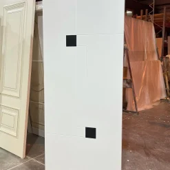 درب MDF سفید مدرن مدل هندسی مشکی کد 30649