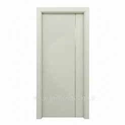 درب اتاقی MDF سفید طرح مدرن با نوار عمودی و بافت مورب کد 30265