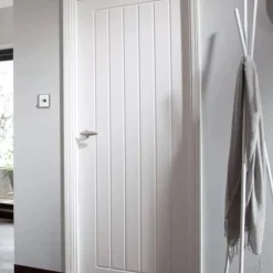 درب مدرن سفید طرح شیار عمودی کد 30689 3 Modern white grooved door 1 | فانوس دیزاین تولید کننده انواع درب اتاق ، ضد سرقت، درب ورودی و ضد آل