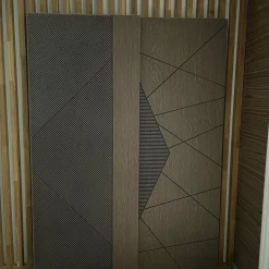 درب چوبی مدرن طرح شیار مشکی مدل گردویی