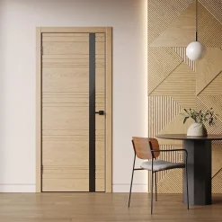 درب مدرن چوبی با نوار مشکی عمودی کد 30577 5 درب مدرن چوبی با نوار مشکی عمودی کد 30577