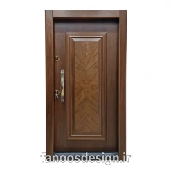 درب ضد سرقت چوبی مدل نرگس با روکش طبیعی گردو
