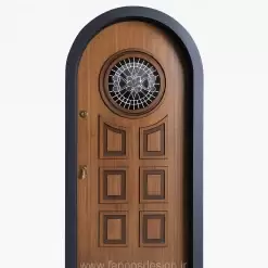 درب ضد سرقت گرد با شیشه دایره‌ای | خرید درب ضد سرقت کلاسیک از فانوس دیزاین