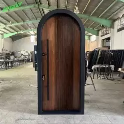 درب ضد سرقت گرد طرح شیار عمودی با فریم مشکی کد 30198