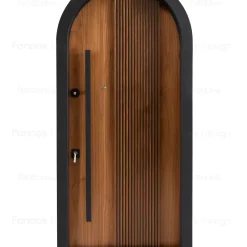 درب ضد سرقت گرد طرح شیار عمودی با فریم مشکی کد 30198