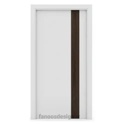 درب داخلی مدل وِرتیکال سفید با نوار قهوه‌ای