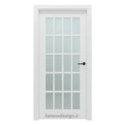 درب فرانسوی سفید با قاب شیشه‌ای کد 30521
