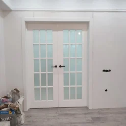 درب فرانسوی سفید با قاب شیشه‌ای کد 30521