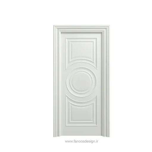 درب MDF سفید مدل کلاسیک طرح دایره مرکزی کد 30272