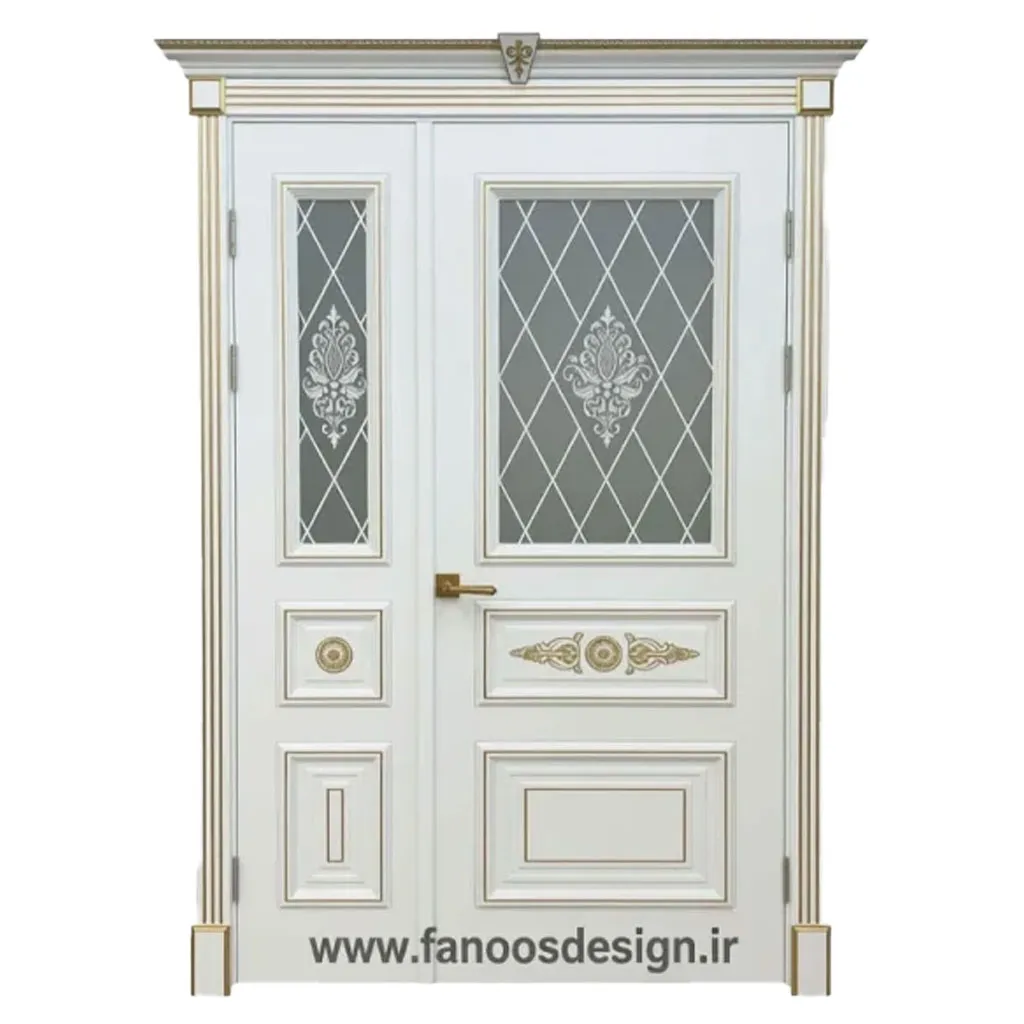 درب دکوراتیو دو لنگه سفید طلایی با شیشه مشبک و نقش گل کلاسیک کد 30313 1 درب دکوراتیو دو لنگه سفید طلایی با شیشه مشبک و نقش گل کلاسیک کد 30313