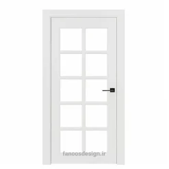 درب داخلی سفید با پنجره‌های شیشه‌ای مشبک کد 30520