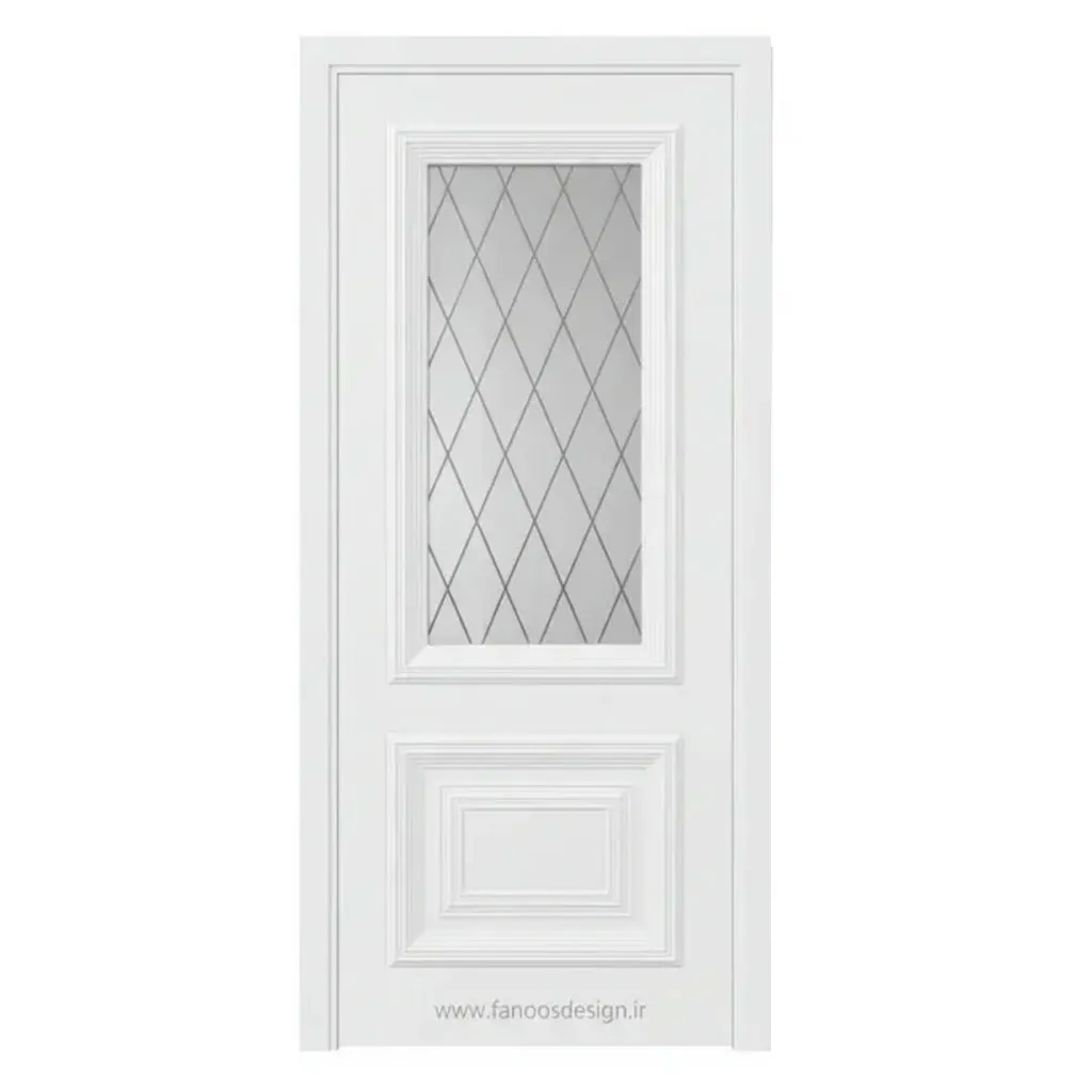 درب داخلی سفید با شیشه طرح الماسی و پنل برجسته مدل لوکس کلاسیک کد 30309 1 درب داخلی سفید با شیشه طرح الماسی و پنل برجسته مدل لوکس کلاسیک کد 30309