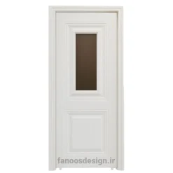 درب داخلی سفید با پنل شیشه‌ای مات