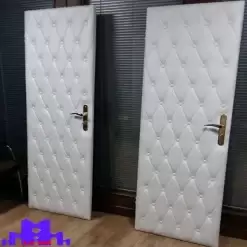 خرید درب آکوستیک چرمی سفید | درب عایق صدا لوکس