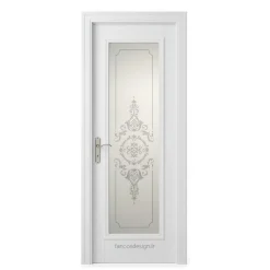 درب لوکس سفید با طراحی کلاسیک و شیشه سندبلاست کد 30563