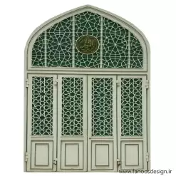 درب قوسدار مسجدی فلزی طرح اسلیمی - کد 30214