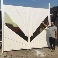 درب حیاط مدرن سفید طلایی - کد 30184