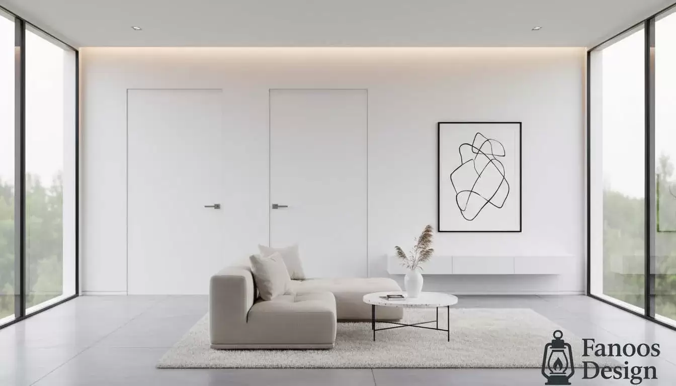 انتخاب درب مناسب دکوراسیون مینیمال؛ راهنمای کامل برای دربهای فلت، سفید و مدرن 2 Choosing the right door for minimalist decoration 1 | فانوس دیزاین تولید کننده انواع درب اتاق ، ضد سرقت، درب ورودی و ضد آل