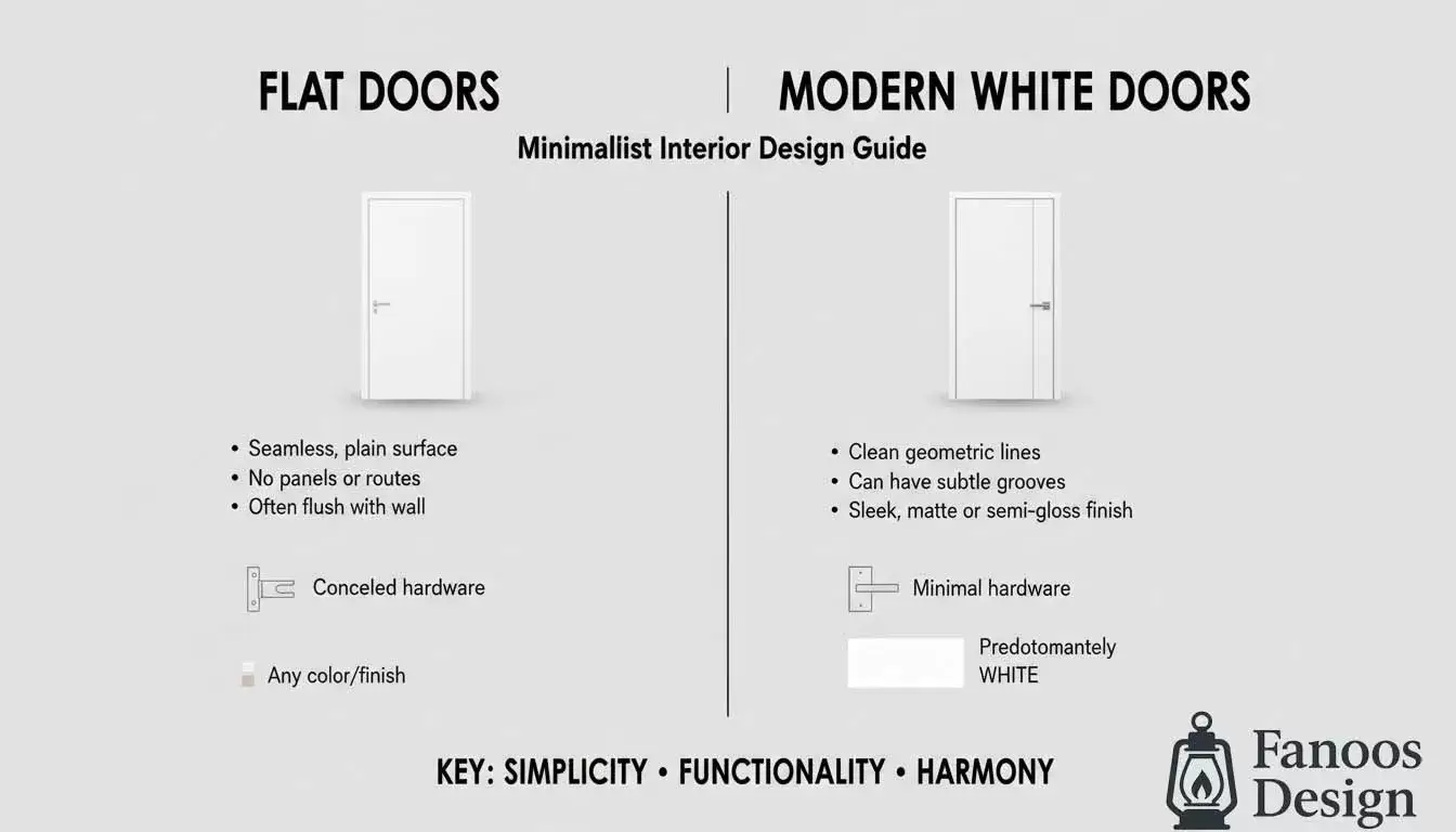 انتخاب درب مناسب دکوراسیون مینیمال؛ راهنمای کامل برای دربهای فلت، سفید و مدرن 4 Choosing the right door for minimalist decoration 2 | فانوس دیزاین تولید کننده انواع درب اتاق ، ضد سرقت، درب ورودی و ضد آل
