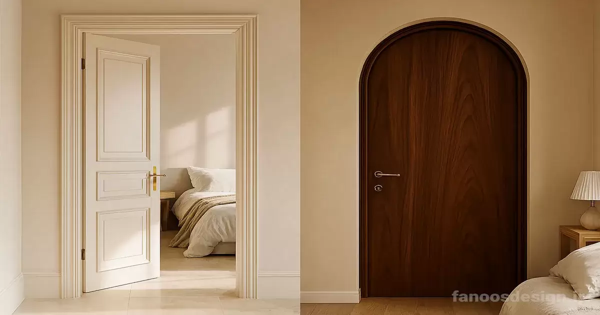 درب کلاسیک سفید و گردویی