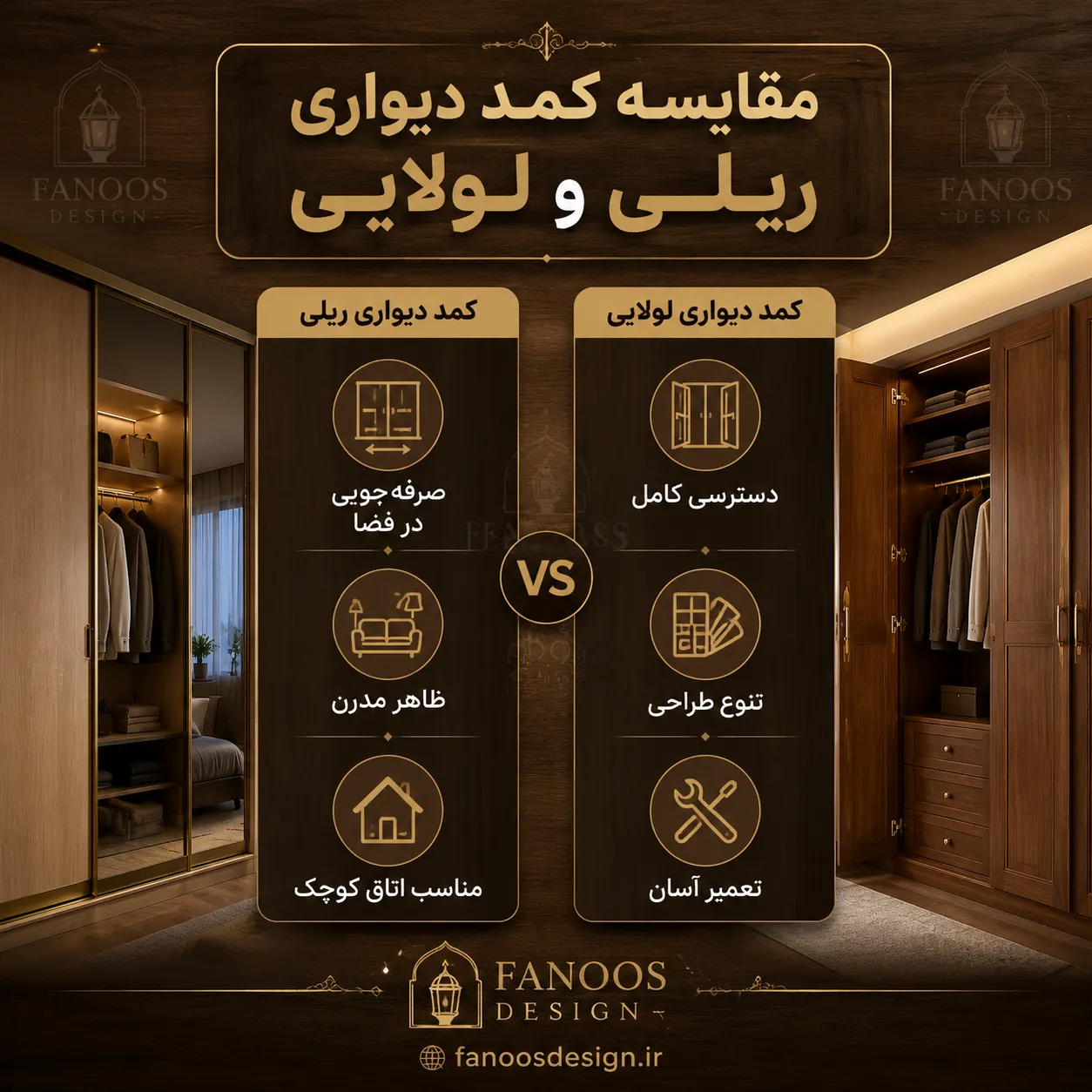 مقایسه کمد دیواری ریلی و لولایی