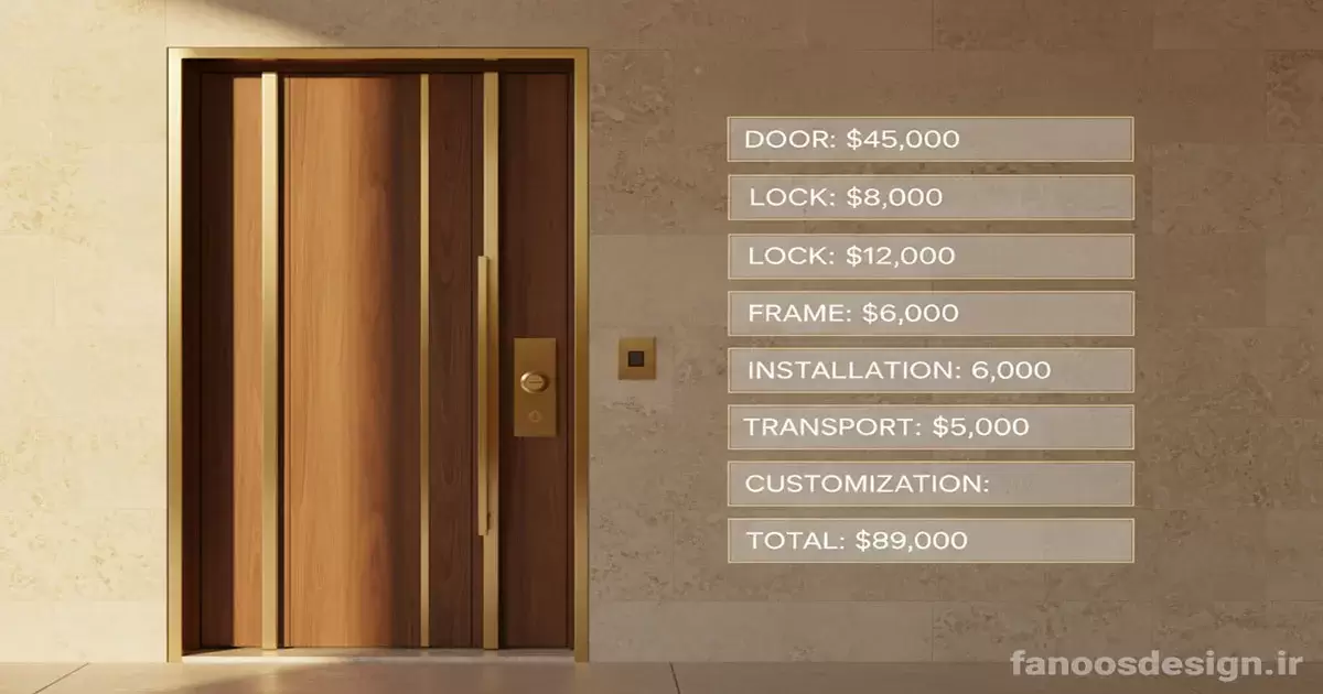 هزینه‌های کامل درب ورودی: قیمت درب + قفل + چارچوب + نصب + حمل + سفارشی‌سازی