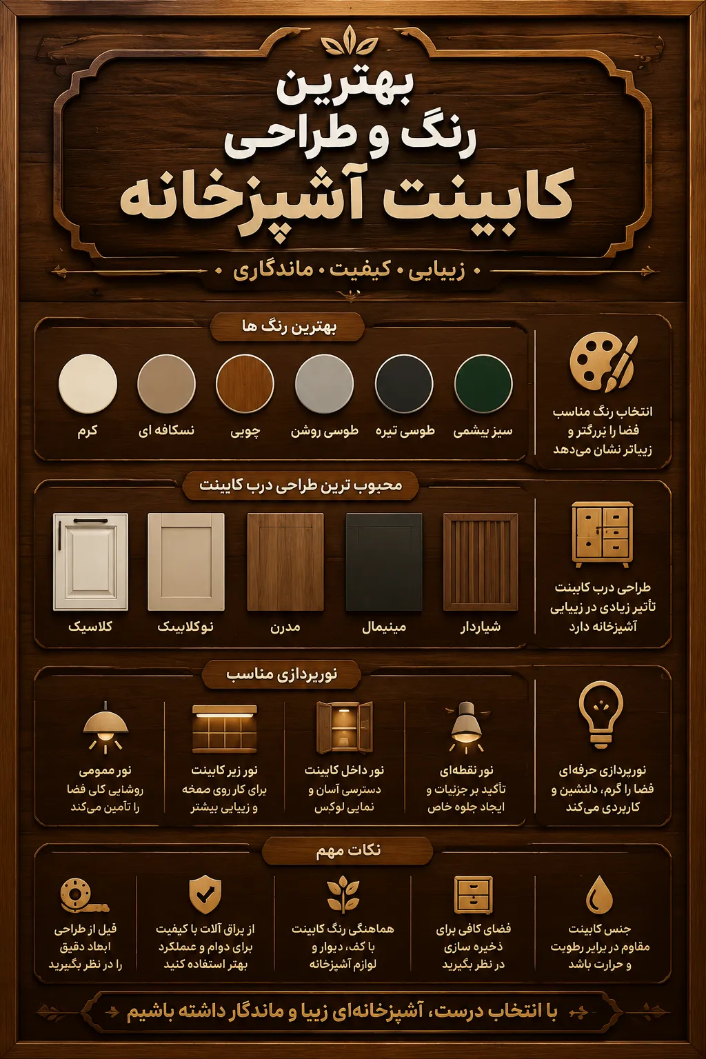 رنگ‌ها و طراحی روز کابینت آشپزخانه