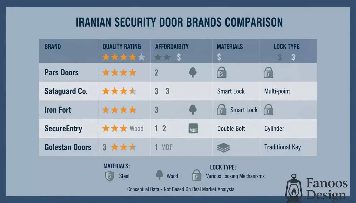 بهترین برندهای درب ضد سرقت در ایران + مقایسه کامل کیفیت، قیمت و امنیت 2 The best anti theft door brands in Iran 1 | فانوس دیزاین تولید کننده انواع درب اتاق ، ضد سرقت، درب ورودی و ضد آل