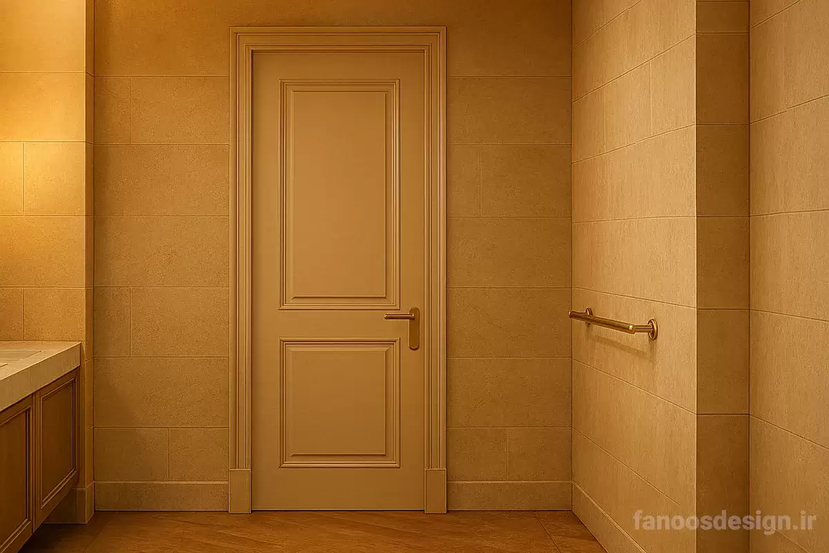 نصب و ابعاد استاندارد درب سرویس بهداشتی؛ راهنمای کامل آببندی، چارچوب و اندازهگیری 3 The best bathroom door colors white3 1 | فانوس دیزاین تولید کننده انواع درب اتاق ، ضد سرقت، درب ورودی و ضد آل