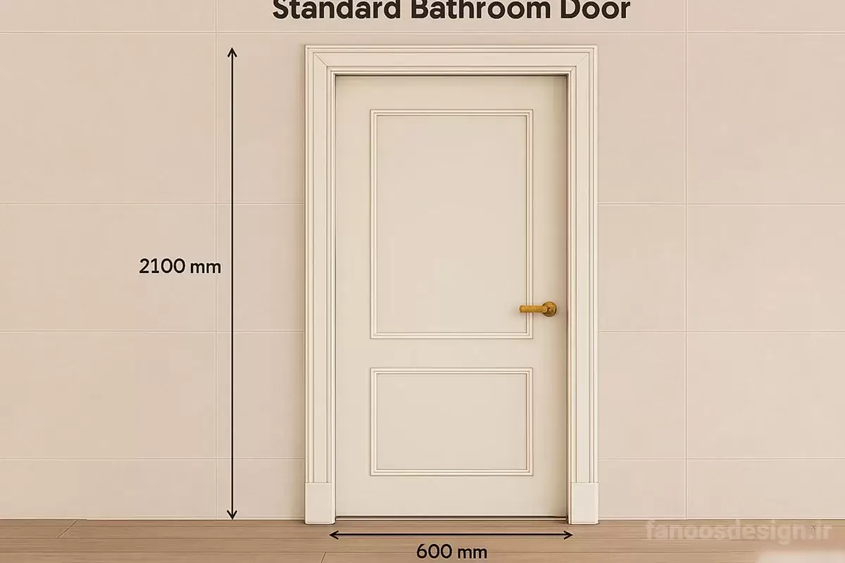 نصب و ابعاد استاندارد درب سرویس بهداشتی؛ راهنمای کامل آببندی، چارچوب و اندازهگیری 2 ابعاد استاندارد درب سرویس بهداشتی