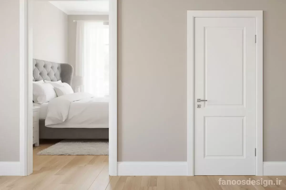 بهترین رنگهای درب اتاق خواب؛ سفید، طوسی، چوبی یا کرم؟ کدام رنگ مناسبتر است؟ 4 هماهنگی رنگ درب با کف و دیوار