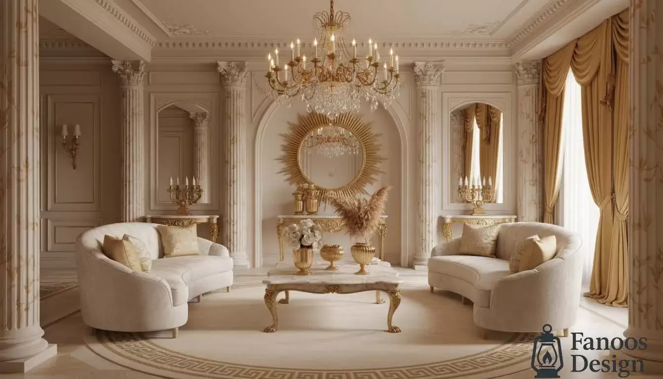 بهترین رنگها در دکوراسیون نئوکلاسیک؛ راهنمای کامل انتخاب رنگ طوسی، سفید، کرم و طلایی ملایم 2 The best colors in neoclassical decoration 2 | فانوس دیزاین تولید کننده انواع درب اتاق ، ضد سرقت، درب ورودی و ضد آل