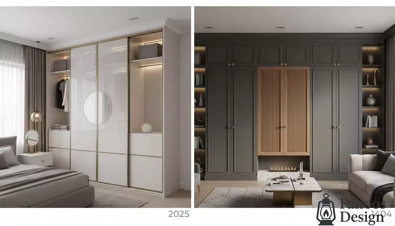 The best wardrobe models for bedrooms and living rooms in 1404 2 | فانوس دیزاین تولید کننده انواع درب اتاق ، ضد سرقت، درب ورودی و ضد آل