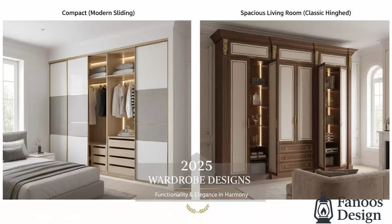 The best wardrobe models for bedrooms and living rooms in 1404 3 | فانوس دیزاین تولید کننده انواع درب اتاق ، ضد سرقت، درب ورودی و ضد آل