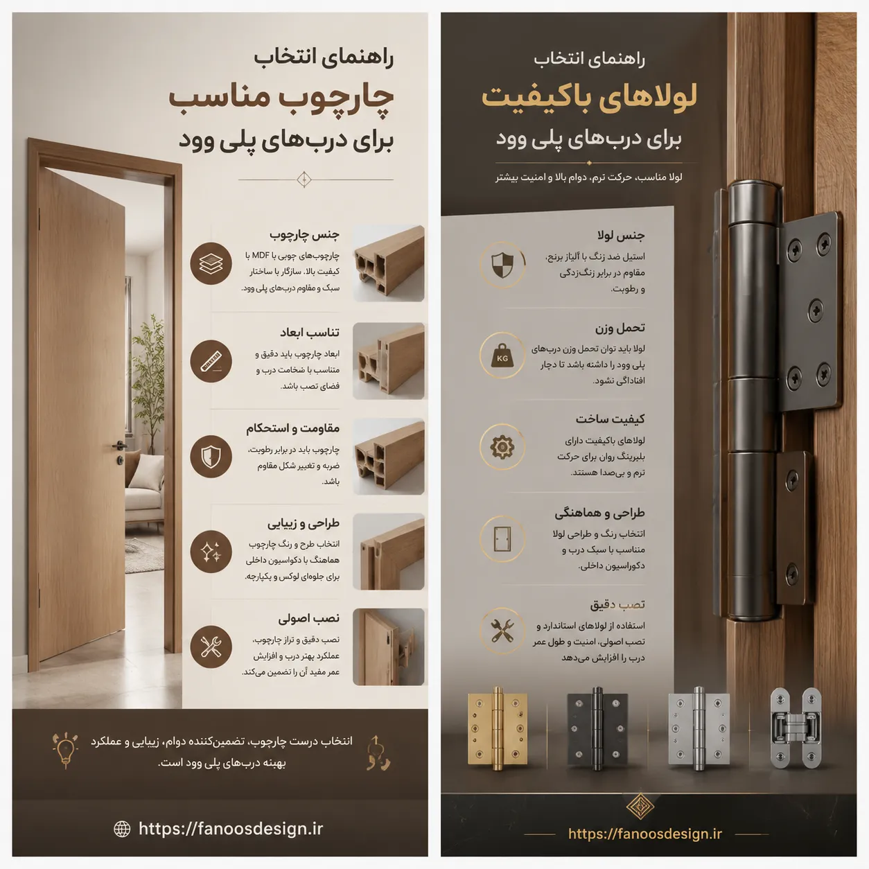  نکات انتخاب چارچوب و لولا برای درب پلی‌وود